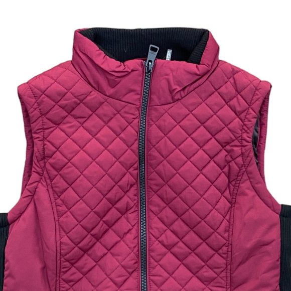 Andrew Marc Quilted Puffer Vest Berry Red Zip Pockets Gorpcore Ski Hiking Camp-M - Picture 4 of 14